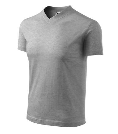 V-neck - Tričko unisex (tmavosivý melír)