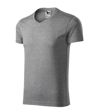 Slim Fit V-neck - Tričko pánske (tmavosivý melír)