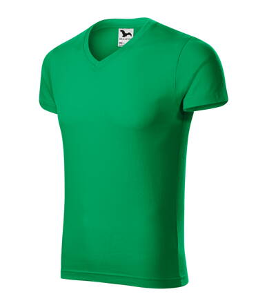 Slim Fit V-neck - Tričko pánske (trávová zelená)