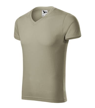 Slim Fit V-neck - Tričko pánske (svetlá khaki)
