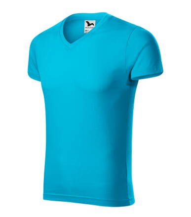Slim Fit V-neck - Tričko pánske (tyrkysová)