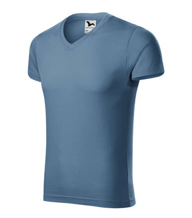 Slim Fit V-neck - Tričko pánske (denim)